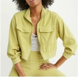 Aerie Groove On Velour Full Zip Crop Jacket Size M